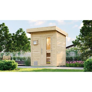 Weka Saunahaus Naantali natur mit 9 kW OS-Ofenset, externe Steuerung 186,6 x 186,6 x 253