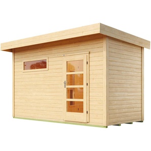 weka Saunahaus Saunahaus FARSUND 1, BxTxH: 415 x 250 x 253 cm, 38 mm, Blockbohlen, feststehendes Fenster