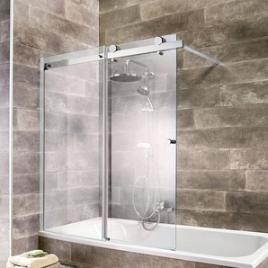 welltime Badewannenaufsatz Mauritius, Einscheibensicherheitsglas, (1 tlg), Duschwand mit Schiebetür, Spritzschutzwand für Badewannen