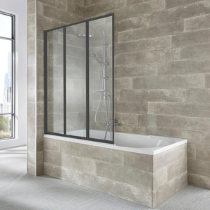 Badewannenaufsatz WELLTIME Nassau Duschwände Gr. B/H: 120 cm x 140 cm, beidseitig montierbar, schwarz Badewannenaufsätze Badewannenfaltwand, Spritzschutzwand für Badewanne, Glaswand