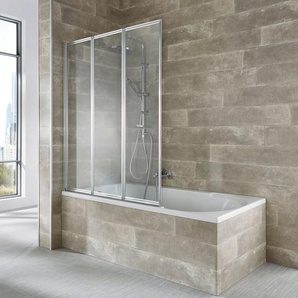 welltime Badewannenaufsatz Nassau, Einscheibensicherheitsglas, (3 tlg), Badewannenfaltwand, Spritzschutzwand für Badewanne, Glaswand