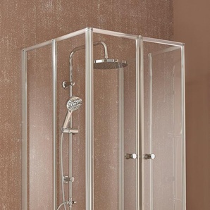 Badewannenaufsatz WELLTIME Summer Duschwände Gr. B/H: 104 cm x 140 cm, grau (chromfarben) Badewannenaufsätze Badewannenfaltwand, Glaswand bestehend aus 6 Elementen