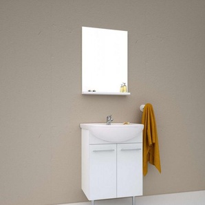 welltime Badezimmer-Set Quadro, (Komplett-Set, 2-St., Spiegel, Waschtisch incl. Waschbecken), 2 in1, bestehend aus Waschtisch und Spiegel mit Ablage