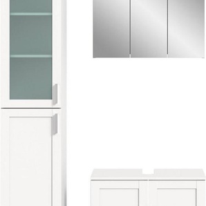 welltime Badmöbel-Set, (3-St), bestehend aus Hochschrank, Waschbeckenunterschrank, Spiegelschrank