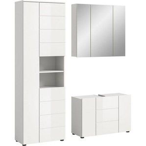 welltime Badmöbel-Set Biel, Höhe 190 cm, Hochschrank, Unterschrank, Spiegelschrank, (3-St), Bad Set, modernes Design, Hochschrank, Unterschrank, Spiegel