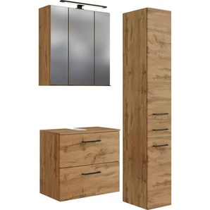 welltime Badmöbel-Set Chicago, (3-St., Spiegelschrank, Unterbeckenschrank, Seitenschrank)