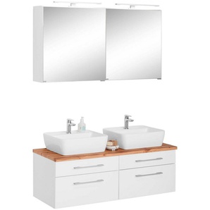 welltime Badmöbel-Set Davos, (3-St), mit 2 LED-Spiegelschränken