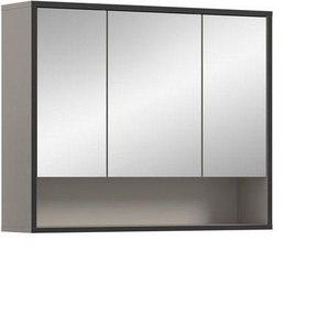 welltime Badmöbel-Set Locri, Breite 80 cm, Rillenoptik, Metallkufen, (2-St), best. aus: Spiegelschrank, Waschtisch