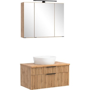 welltime Badmöbel-Set Welltime, Carlton Waschtisch-Set, 80 oder 120 cm, gestreift, (2-St)