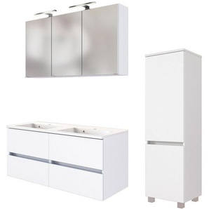 welltime Badmöbel-Set Welltime Möbel Baabe Waschtisch-Set 3tlg. oder 5tlg., (3-St), gedämpfte Scharniere und Softclose-Funktion, inklusive LED-Beleuchtung