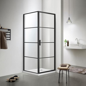 Bodenablauf WELLTIME Frame Duschkabinen Gr. B/H/T: 90 cm x 190 cm x 90 cm, beidseitig montierbar, ohne Antikalk-Versiegelung, schwarz Duschen barrierefrei einbaubar, Duschabtrennung mit Drehtür