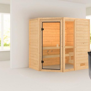 welltime Sauna »Josie«, BxTxH: 196 x 187 x 146 cm, 38 mm, (Set) 9-kW-Ofen mit int. Steuerung