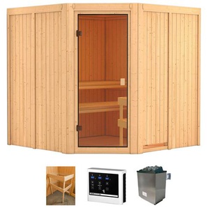 WELLTIME Sauna Merkur Saunen 9 kW-Ofen mit ext. Steuerung beige (naturbelassen) Saunen