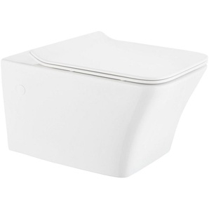welltime Tiefspül-WC Trento eckig, wandhängend, Spülrandloses Tiefspül-WC, inkl. ToilettenSitz mit Softclose.