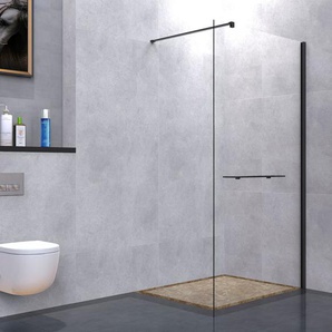 welltime Walk-in-Dusche Plus, Einscheibensicherheitsglas, Duschwand inkl. Ablage mit Handtuchhalter, mit Aluminium-Wandprofil