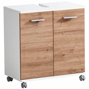 welltime Waschbeckenunterschrank »Palermo, Breite 59 cm«, Metallbeschläge, Siphonausschnitt