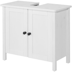 Waschbeckenunterschrank WELLTIME Sylt Schränke Gr. B/H/T: 64 cm x 60 cm x 30,5 cm, 2 St., weiß Bad-Waschbecken-Unterschränke Badmöbel im Landhaus-Stil, Breite 64 cm, aus Massivholz