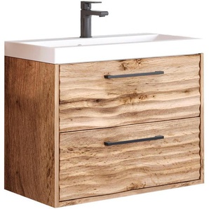 welltime Waschtisch Canada, Badmöbel Wellenstruktur inkl. Becken, Breite 60cm Waschplatz