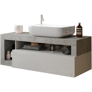 welltime Waschtisch Hamburg, 1 Schubkasten, Breite 110 cm, Soft-Close, inkl. Keramik-Aufsatzbecken