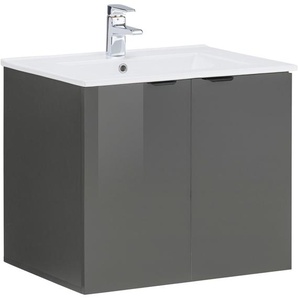 welltime Waschtisch Lage, mit 2 Türen und einem Handwaschbecken aus Keramik, 61 cm breit