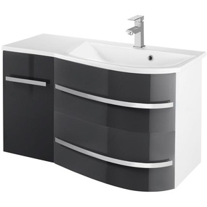 welltime Waschtisch OSLO, Breite 90 cm, Badmöbel mit geschwungener Front, Ablage links