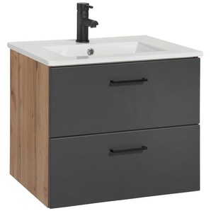 welltime Waschtisch Trento in verschiedenen Ausführungen inkl. Waschbecken, Badmöbel in Breite 60 cm, Badschrank Waschplatz mit 2 Schubladen