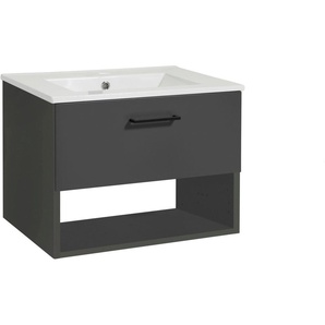 welltime Waschtisch Trento Light, 60cm, 80cm, 100cm, Keramik-Auflagebecken, 1 Auzug und 1 offenes Fach