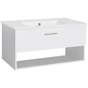 welltime Waschtisch Trento Light, 60cm, 80cm, 100cm, Keramik-Auflagebecken, 1 Auzug und 1 offenes Fach