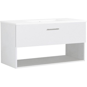 welltime Waschtisch Trento Light, 60cm, 80cm, 100cm, Keramik-Auflagebecken, 1 Auzug und 1 offenes Fach