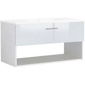 welltime Waschtisch Trento Light, 60cm, 80cm, 100cm, Keramik-Auflagebecken, 1 Auzug und 1 offenes Fach