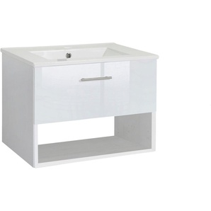 welltime Waschtisch Trento Light, 60cm, 80cm, 100cm, Keramik-Auflagebecken, 1 Auzug und 1 offenes Fach