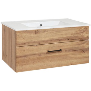 welltime Waschtisch Trento Light, 60cm, 80cm, 100cm, Keramik-Auflagebecken, 1 feste Blende und 1 Auszug