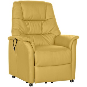 Welnova Fernsehsessel , Gelb , Leder , Echtleder , Spaltleder , Uni , 88x114x88 cm , Lederauswahl, Relaxfunktion, Aufstehhilfe , Wohnzimmer, Sessel, Fernsehsessel