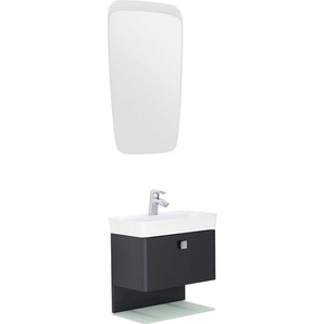 Welnova Gästebad , Anthrazit , Stein , 60 cm , Made in Germany , hängend, erweiterbar, Typenvielfalt , Badezimmer, Badmöbelsets & -serien, Badmöbel-Sets