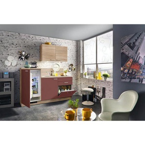 Welnova Miniküche, Rot, Eiche, Metall, 1 Schubladen, 180 cm, in den Filialen seitenverkehrt erhältlich, Küchen, Miniküchen