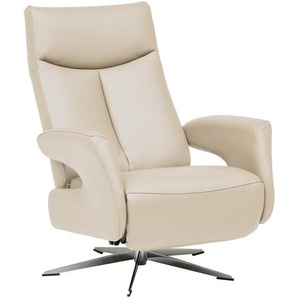 Welnova Relaxsessel, Beige, Leder, Echtleder, Color-Finish-Leder, 74x105x82 cm, Fußauswahl, Lederauswahl, Wohnzimmer, Sessel, Relaxsessel