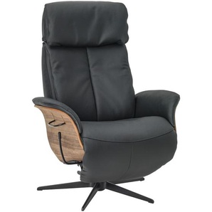Welnova Relaxsessel, Schwarz, Leder, Echtleder, Color-Finish-Leder, Nussbaum, 78x104-113x84 cm, Fußauswahl, Lederauswahl, Stoffauswahl, Liegefunktion,