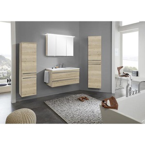 Welnova Waschtischkombi , Eiche , Metall , Schichtholz , 2 Schubladen , 100.4 cm , Made in Germany, DIN EN ISO 14001, DIN EN ISO 50001, DIN EN ISO 9001 , Zusatzausstattung erhältlich, hängend, Typenauswahl , Badezimmer, Waschbecken & Armaturen,