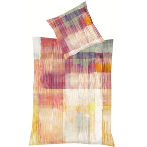 Wendebettwäsche FLEURESSE Bed Art S 4297 Bettwäsche Gr. B/L: 135 cm x 200 cm (1 St.), B/L: 80 cm x 80 cm (1 St.), Mako-Satin, orange Bettwäsche 135x200 cm Mako Satin, stilvolle Abstraktion