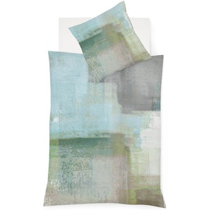 Wendebettwäsche FLEURESSE Bed Art S 4344 Bettwäsche Gr. B/L: 135 cm x 200 cm (1 St.), B/L: 80 cm x 80 cm (1 St.), Mako-Satin, blau (türkis) Bettwäsche 135x200 cm Mako Satin, Pastell Karo