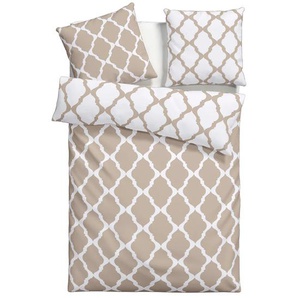 Wendebettwäsche HOME AFFAIRE Alba in Gr. 135x200 oder 155x220 cm Bettwäsche Gr. B/L: 155 cm x 220 cm (1 St.), B/L: 80 cm x 80 cm (1 St.), Biber, beige (beige, weiß) Bettwäsche 155x220 cm mit Wendeoptik, in verschiedenen Qualitäten, Baumwolle
