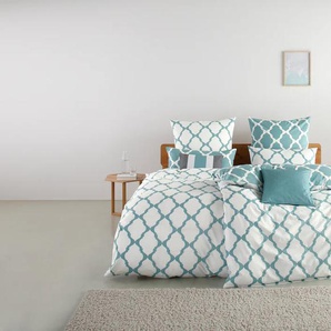 Wendebettwäsche HOME AFFAIRE Alba in Gr. 135x200 oder 155x220 cm Bettwäsche Gr. B/L: 155 cm x 220 cm (1 St.), B/L: 80 cm x 80 cm (1 St.), Renforcé, grün (petrol, weiß) Renforcé-Bettwäsche Bettwäsche mit Wendeoptik, in verschiedenen Qualitäten, Baumwolle