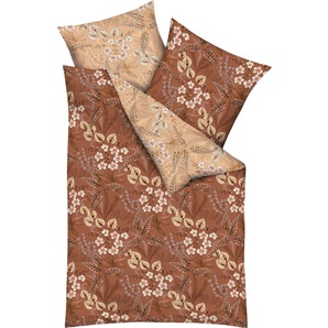 Wendebettwäsche KAEPPEL Felia Bettwäsche Gr. B/L: 155 cm x 220 cm (1 St.), B/L: 80 cm x 80 cm (1 St.), Mako-Satin, orange (terra) Bettwäsche 155x220 cm