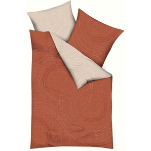 Wendebettwäsche KAEPPEL Jaro Bettwäsche Gr. B/L: 200 cm x 200 cm (1 St.), B/L: 70 cm x 90 cm & 70 cm x 90 cm (2 St.), Mako-Satin, orange (terra) Bettwäsche 200x200 cm Feinbiber kuschelig warm im Winter, mit zeitlosem Design
