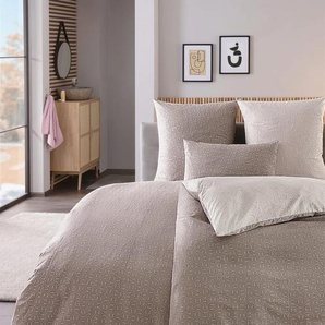 Wendebettwäsche WITT-PBK-Bettwäsche-temporär Gr. B/L: 155 cm x 200 cm, 2 tlg., Feinbiber, B/L: 80 cm x 80 cm, grau (sand, taupe) Biber-Bettwäsche