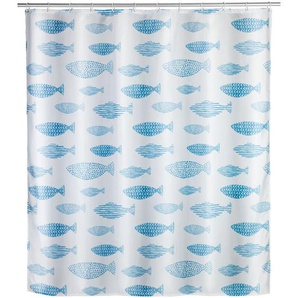 WENKO Anti-Schimmel Duschvorhang Aquamarin, Textil (Polyester), 180 x 200 cm, waschbar, Mehrfarbig, Polyester mehrfarbig