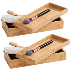 Aufbewahrungsdose WENKO Terra Aufbewahrungsboxen Gr. B/H/T: 24 cm x 6 cm x 32,5 cm, braun Stapelboxen Aufbewahrungsboxen mit Deckel, aus Bambus