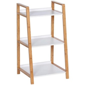 Wenko Badezimmerregal , Braun, Weiß , Holz , Bambus , 43x76x36 cm , stehend , Badezimmer, Badezimmerregale, Badregale