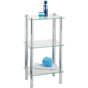Wenko Badezimmerregal , Chrom , Metall, Glas , 40x74x30 cm , stehend, in verschiedenen Größen erhältlich , Badezimmer, Badezimmerregale, Badregale