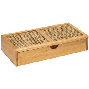 Badorganizer WENKO Allegre Aufbewahrungsboxen Gr. B/H/T: 28 cm x 6 cm x 14 cm, beige (natur, braun) Badaufbewahrung mit Schublade, aus Bambus und Rattan